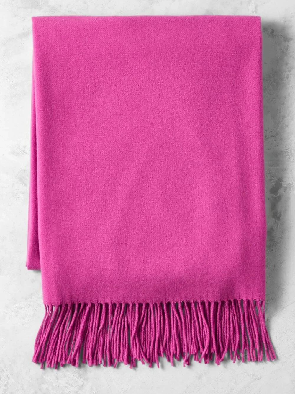Williams Sonoma European Solid 100% Cashmere Throw Blanket Fringe 51